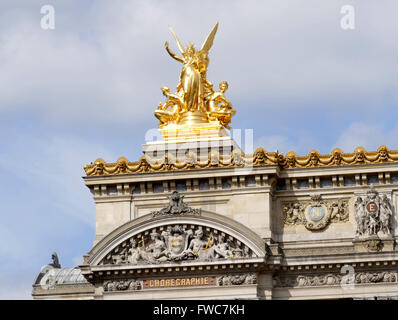 Gumery Harmony statue on top of the Palais Garnier - Paris Opera House, France. Stock Photo
