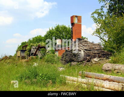Old saw mill in no longer operation in the Belgian Ardennes Stock Photo