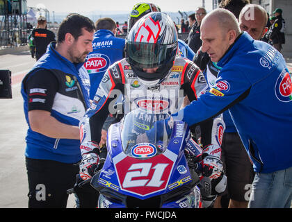 Motorland, Aragon, Spain. 3rd April, 2016. World Championship Motul FIM of Superbikes. MArkus Reiterberger #21, BMW S1000 RR rider of Superbike before the Race in the World Championship Motul FIM of Superbikes from the Circuito de Motorland. Credit:  Action Plus Sports Images/Alamy Live News Stock Photo