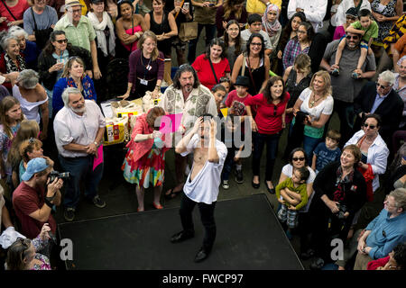 New Orleans, Louisiana, USA. 03rd Apr, 2016. T.C. KOWALSKI, of Rochester, Minnesota, competes in the Tennessee Williams Literary Festival's annual Stanley and Stella Shouting Contest, a tribute to the primal scream made famous by Marlon Brando in ''A Streetcar Named Desire. Credit:  Brian Cahn/ZUMA Wire/Alamy Live News Stock Photo