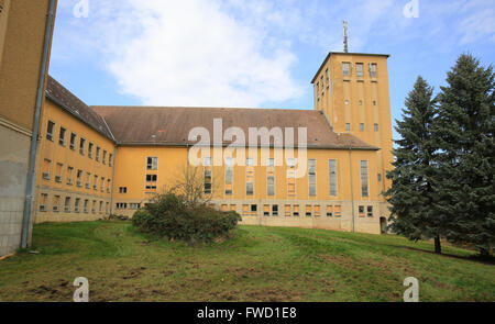 The former national socialist elite school in Ballenstedt, photographed during the filming of the TV series 'Lost Places' of the Pay-TV channel History Channel in the Harz region, Germany, 4 April 2016. Photo: Peter Gercke/dpa Stock Photo