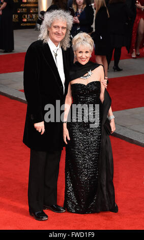 London, UK. 3rd April, 2016. Brian May and Anita Dobson  at 40th Olivier Awards held at The Royal Opera House  in London on Sunday 3rd  April 2016.    Credit:  Vivienne Vincent/Landmark Media/Alamy Live News