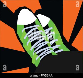 creative geomteric and colorful sneakers mosaic Stock Vector