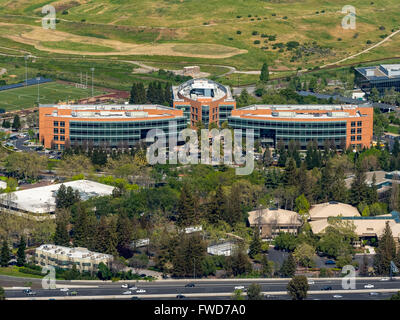 Google headquarters Googleplex, Silicon Valley, California, United States of America, Santa Clara, California, USA, aerial photo Stock Photo