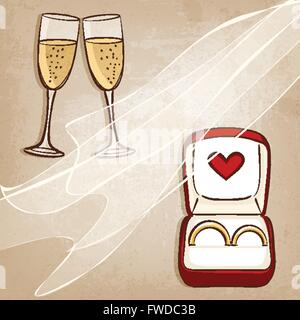 wedding rings in box - vector illustration Stock Vector