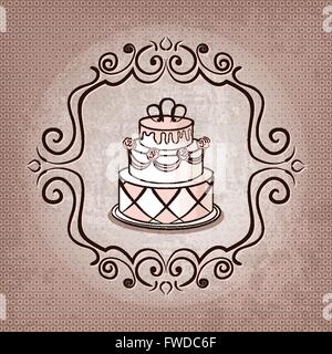 cake on polka dot background - vector illustration Stock Vector
