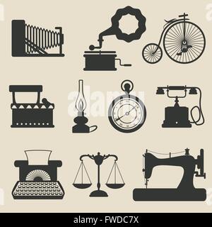 retro icons - vector illustration Stock Vector