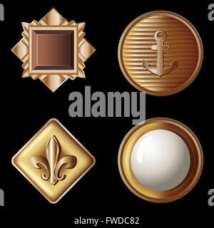set of vintage gold buttons - vector illustration. eps 10 Stock Vector