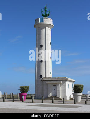 Hourdel Lighthouse, situated on the point of Hourdel on the south side of the bay of the Somme in Northern France. Stock Photo