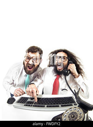 Two nerdy pals in the office Stock Photo