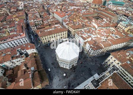 The Baptistery of San Giovanni viewed from the Campanile of Giotto, Florence, Italy, EU, Europe Stock Photo