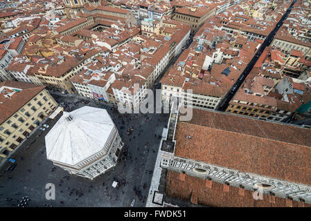 The Baptistery of San Giovanni viewed from the Campanile of Giotto, Florence, Italy, EU, Europe Stock Photo