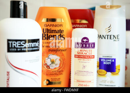 Shampoo and conditioner bottles Stock Photo