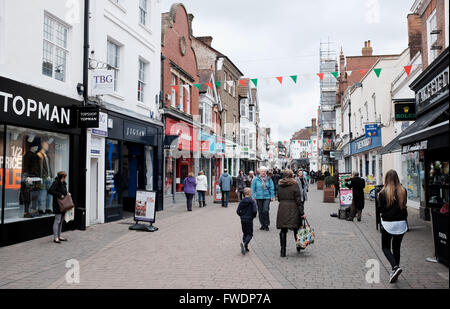 Horsham West Sussex England UK - Shoppers in shopping street Stock Photo