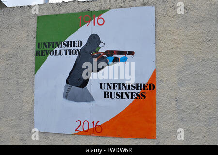 Dissident republican graffiti on a wall in the Bogside, Londonderry, Northern Ireland. Stock Photo