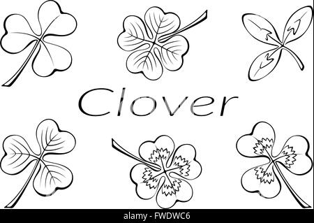 Clover Leaves Pictogram Set Stock Vector