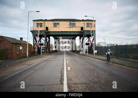 West Float Merseyside Liverpool docks birkenhead   Duke Street bridge When originally built, all four were hydraulic swing bridg Stock Photo