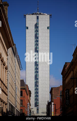 Manchester City Tower sunny blue sky Stock Photo