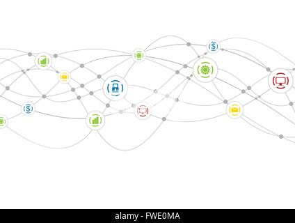 Social communication network wavy background. Vector design Stock Vector