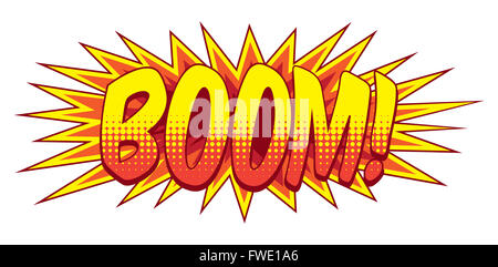 A cartoon comic book boom explosion sound effect illustration design element graphic Stock Photo