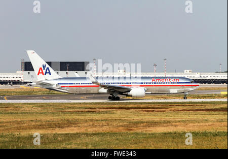 American Airlines, Boeing 767-323ER. Photographed at Linate airport, Milan, Italy Stock Photo