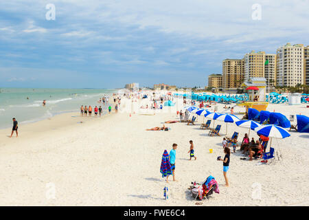 sunbathing Clearwater beach, Florida, America, USA Stock Photo
