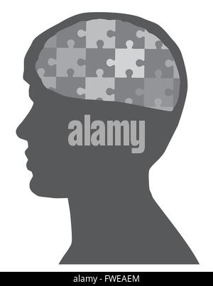 vector illustration of man head with puzzle Stock Vector