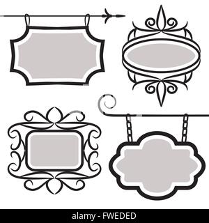 signboard set on white background - vector illustration Stock Vector