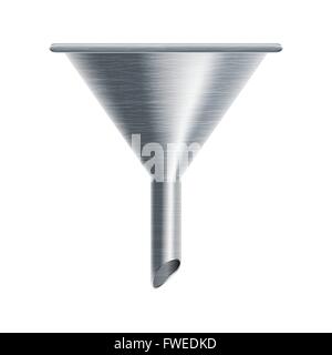 metallic funnel on white background - vector illustration Stock Vector