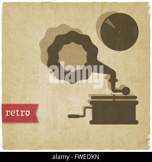 old background with gramophone and record - vector illustration Stock Vector