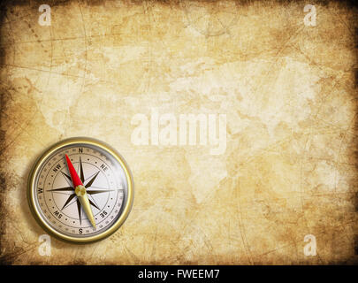 aged treasure map with compass background Stock Photo - Alamy