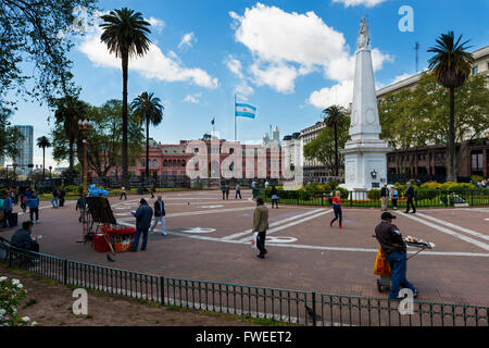 View of the Plaza de Mayo and of the Casa Rosada in Buenos Aires, Argentina Stock Photo