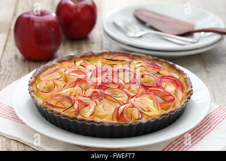 apple tart like bouquet of roses Stock Photo