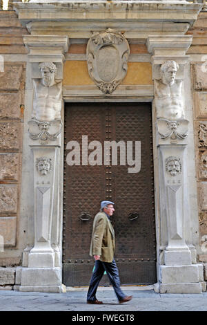 the facade of Palazzo Lercari Parodi palace, via Garibaldi 3, World heritage UNESCO site, Strade Nuove, Rolli Palaces, Genoa Stock Photo