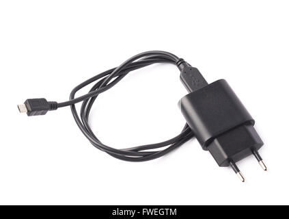 Black usb adapter charger isolated Stock Photo