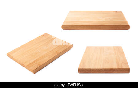Unused wooden cutting board isolated Stock Photo