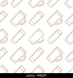 vector gold outline beer mugs highball glasses seamless pattern on white background Stock Vector