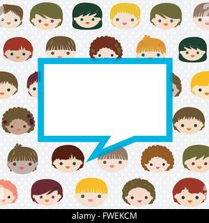 kids faces background with space for text Stock Vector