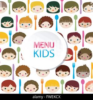 menu kids faces background Stock Vector