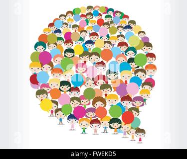 kids talking in a bubble speech Stock Vector