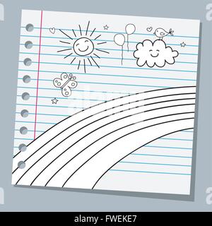 notebook paper with rainbow Stock Vector