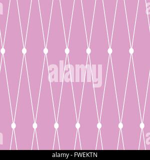 Vector seamless background. White grid on the pink background Stock Vector
