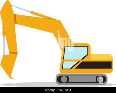 Illustration of excavator on white background, vector Stock Vector