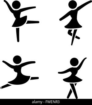 Set of ballet icons in silhouette style,vector Stock Vector