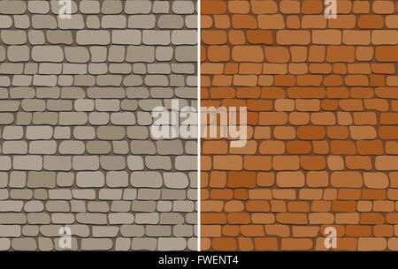 Set of old brick wall seamless pattern, vector Stock Vector