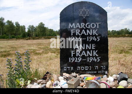 Lohheide, monument to Margot and Anne Frank on the Memorial Bergen-Belsen, Germany Stock Photo