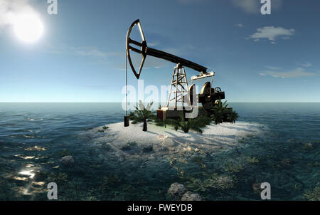 Island Oil Pump 3D illustration Stock Photo