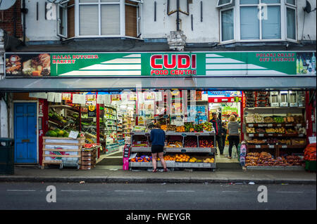 Turkish corner shop/ off license Tottenham, London, UK Stock Photo