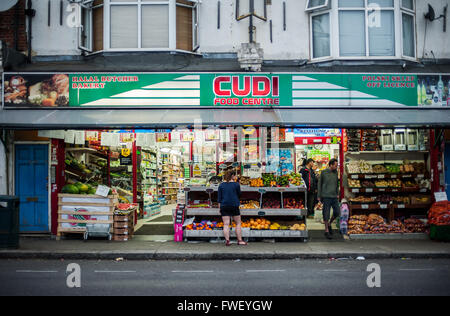 Turkish corner shop/ off license Tottenham, London, UK Stock Photo