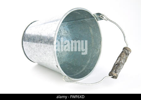 Galvanized empty bucket on a white background Stock Photo